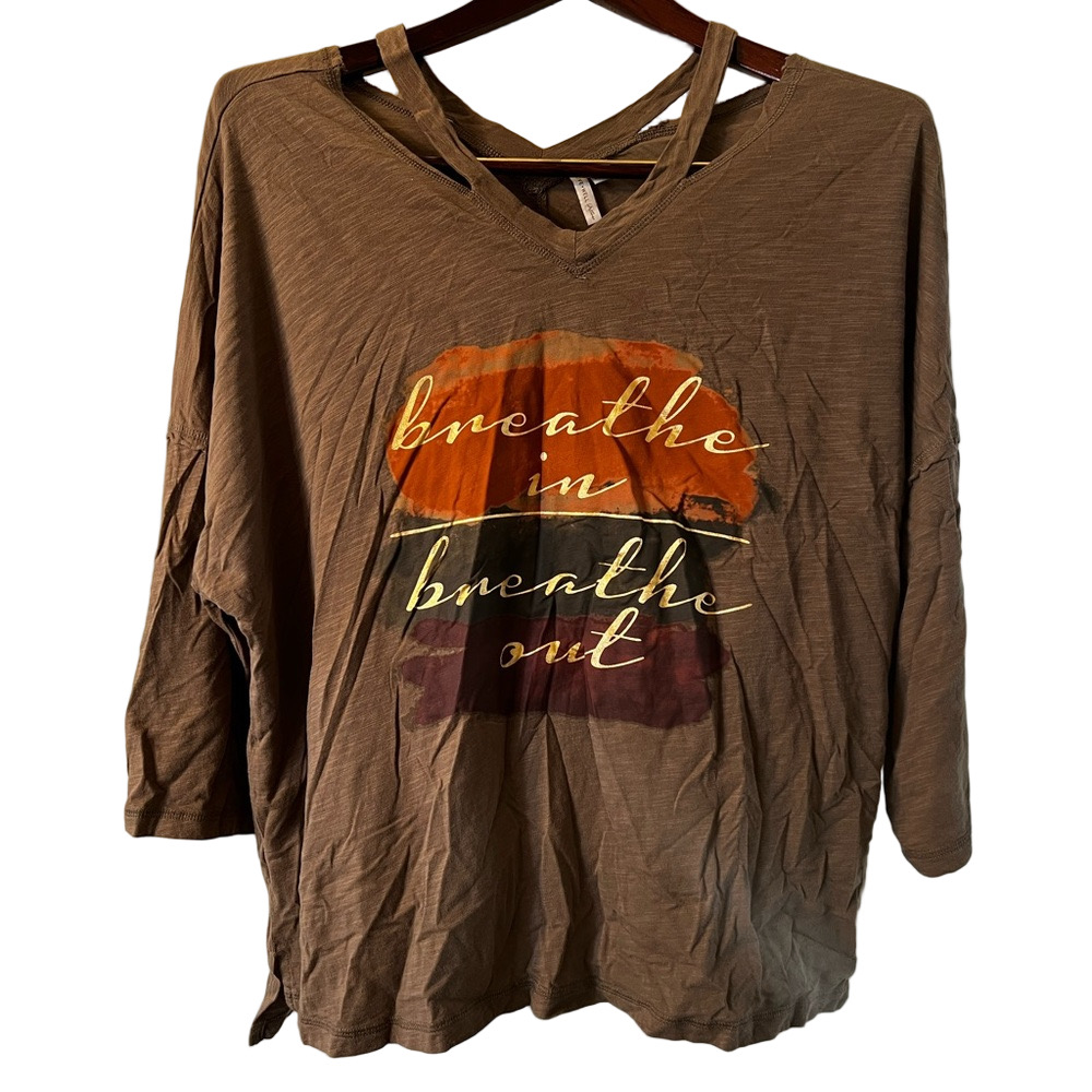 Stylish Brown Long Sleeve Tee with Graphic Print 18/20
